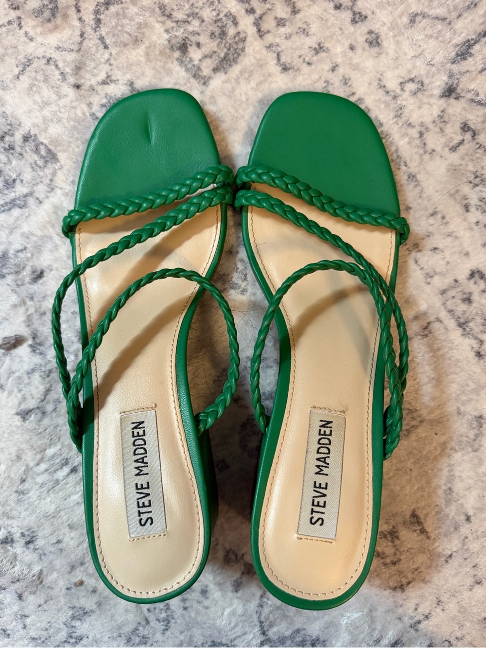 Steve Madden Green Braided Strap block heel